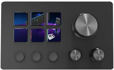 XUMIUZIY Smart Stream Controller Deck with 6 Custom Keys and 3 Buttons, ABS Injection Mold Structure, 1.5m Cable (Black)