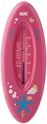 NUK Badethermometer für sicheres Baden, natürliche Messflüssigkeit aus Rapsöl, Made in Germany, 1 Stück, rosa