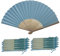 Cyan Light Baby Blue Hand Fans, Pack of 10 Wholesale Paper Hand Fan with Bamboo Ribs Wedding Party Favour Church Gifts PHF03