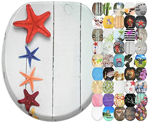 Sanilo WC Sitz mit Absenkautomatik, hochwertiger Toilettendeckel, einfache Montage, stabile Scharniere (Florida)