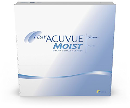 ACUVUE MOIST 1-Day Tageskontaktlinsen für empfindliche Augen & Allergiker – Tageskontaktlinsen mit 5.25 dpt und BC 8.5 – UV Schutz & Komfortables Tragegefühl – 90 Linsen