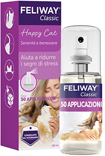 FELIWAY Classic Beruhigendes Spray für Katzen, 60 ml – beruhigt Katzen zu Hause und unterwegs, reduziert Stress auf Reisen. Von Tierärzten empfohlen, klinisch getestet.