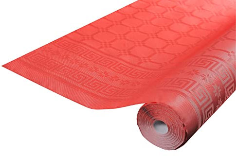 Pro Nappe - Ref R482521I - Mantel de Papel Damasco desechable en Rollo 25 M Largo X 1,20 M Ancho - Color Rojo - Papel Damasco con Estampado Universal Chic y clásico