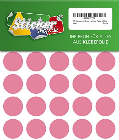 120 Klebepunkte, 30 mm, rosa, aus PVC Folie, wetterfest, Markierungspunkte Kreise Punkte Aufkleber