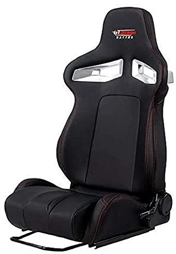 GT Omega RS9 Racing Seat + Seat Sliders - Fully Reclinable Seat for Gaming Consoles & Racing Simulation Cockpits - PVC Leather Sports Style Seats with Sliders