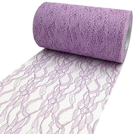 PsmGoods® Vintage-Tischläufer aus Spitze, auf der Rolle, für Hochzeiten, Feiern, Veranstaltungen, als Stuhlschärpen oder Tisch-Dekoration, 15 cm x 22 m. violett