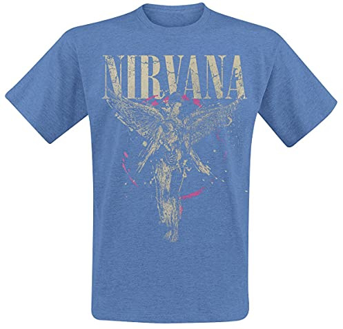 Nirvana in Utero Men T-Shirt Mottled Blue XXL, 65% Polyester, 35% Cotton, Regular