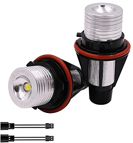 Pack de 2 Ricoy de 5 W para E39, E53, E60, E61, E64, E65, E66, E87, X3, X5. LED “Angel Eye” con marcador de halo de anillo y luz lateral blanca con bombilla LED.