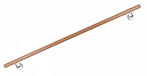 Handlauf Buche, lackiert, mit stabilen Halter aus Edelstahl, 36 Längen zur Auswahl ! (1.50m)