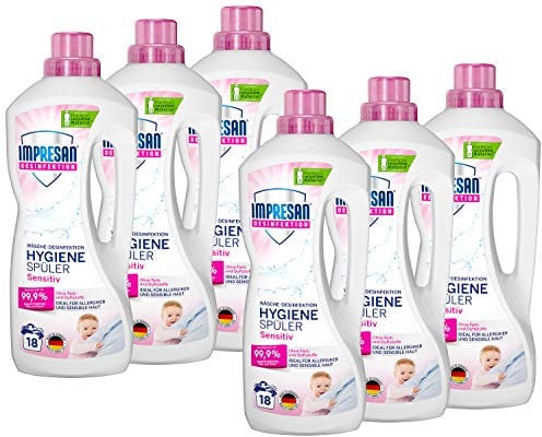 Impresan Hygiene-Spüler Sensitiv: Wäsche Desinfektion ohne Duft- und Farbstoffe – Hygienespüler - 6 x 1,5L im praktischen Vorteilspack