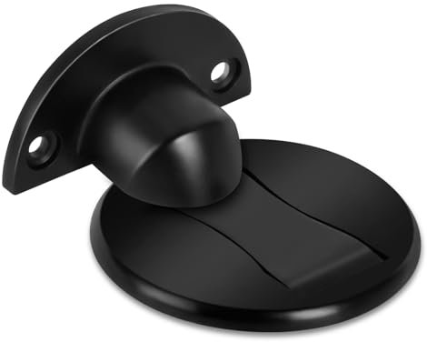 Gudui Magnetic Door Stopper, Invisible, Nickel, No Drill, Stainless Steel, Black, 1 Pack