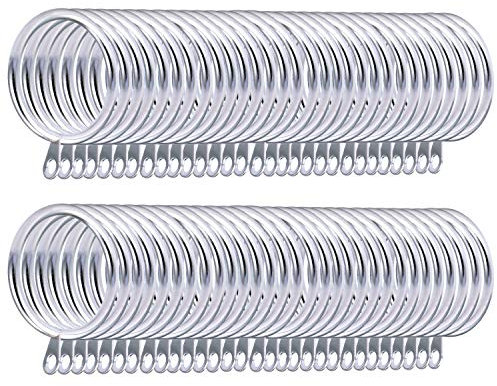 Coolty 60 Stück Metall Vorhangringe Hängende Ringe für Gardinenstangen zum Aufhängen von Vorhängen, 38 mm Innendurchmesser (Silber)