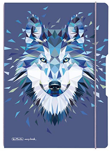 herlitz 50027262 Notizheft flex mit Wechselcover, A4, 2 x 40 Blatt, Motiv: Wild Animals Wolf, 1 Stück