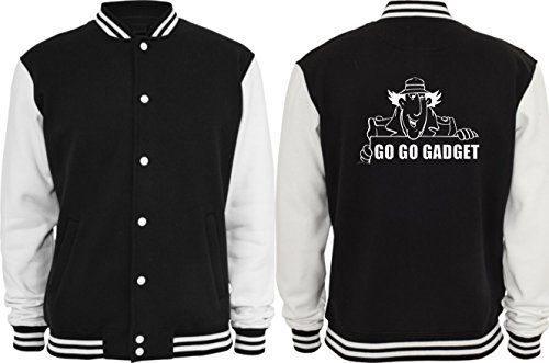Textilhandel Hering Collegejacke - Inspector Gadget track Retro Kult Fun negro/blanco S