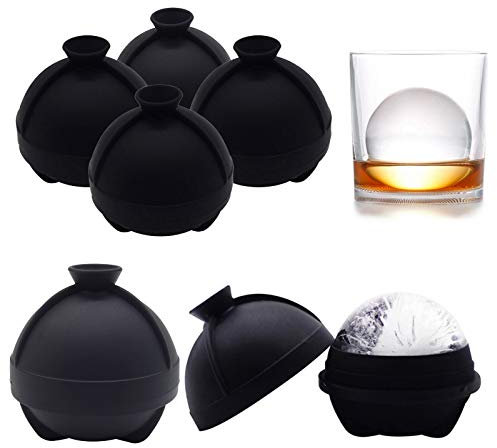 Helpcook Moldes de bola de hielo redondos, de silicona, con bolas de 6 cm, para whisky y cócteles