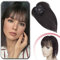 Elailite Haarteil Echthaar Topper Toupet Frauen Pony MONO 150% Dichte Clip in Extensions Haarverlängerung Remy Glatt 18 45cm 45g #1B Natürliches Schwarz