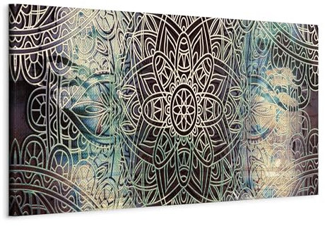murando - Wandbilder XXL Mandala 90x30 cm 1 tlg - Wand Deko Vlies Leinwand Bilder Groß Wanddeko Wohnzimmer Schlafzimmer Kunstdrucke Panoramabild - Orient Zen Indisch Hippie f-A-0593-b-b