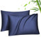 Fittia Ensemble de taies d’Oreiller en Tissu 100% Bambou Lyocell comme de la Soie Naturelle en Couleur Bleu Marine avec la Taille 40x60cm