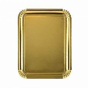 Bandeja para rastreador de cartón dorado de 19 x 28 cm | Lote de 100 bandejas de presentación para rastreadores | Pequeños Hornos y Sofá | Rígido | Aspecto metalizado