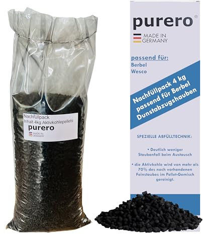 purero® Aktivkohle 4,0 kg Nachfüllpack - passend für Berbel Dunstabzugshauben - Aktivkohlepellets - Made in Germany