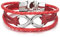 COOLSTEELANDBEYOND Tre File Infinito Amore Numero 8 Braccialetto di Amicizia, Uomo Donna Bracciali Rosso Cuoio, Fascia di Polso