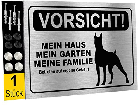 32x21cm Warnschild Vorsicht Bissiger Hund Schild, Sehr Strapazierfähiges Dibond-Material, inkl. Montagezubehör von Printima