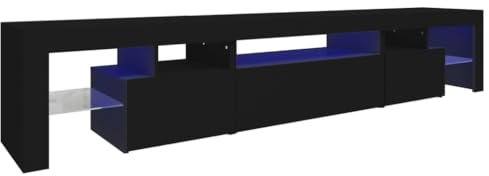 vidaXL Meuble TV avec Lumières LED Centre de Divertissement Rangement Meuble Média Meuble de Salon Salle de Séjour Maison Intérieur Noir