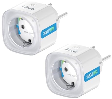 Enchufe WiFi Inteligente EP8 con Control de APP, Enchufe Programable con Alexa y Google Home, Función de Tiempo, Bianco, 2 piezas