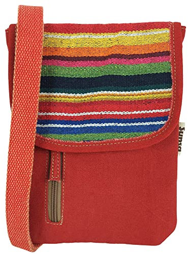Sunsa Damen Umhängetasche. Nachhaltige Crossover Tasche. Vegane Kleine Messenger Bag mit mehreren Fächern. (rot)