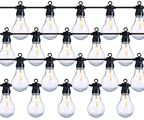LED Lichterkette - 20 warmweiße Filament LED - L: 9,5m - koppelbar bis 100 LED - Trafo - für Außen (Erweiterung 9,5m)