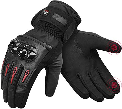 KEMIMOTO Guanti Moto Invernali Uomo Donna, Caldi Guanti Moto Antivento con Funzione Touchscreen per Motociclismo, Sci, Ciclismo, Campeggio