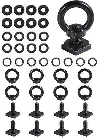 T Track Mount Tie Down Anker für Dachgepäckträger, M8 Heavy Duty Ring geformt Auge Schraube, Edelstahl T Bolt Auge Mutter Tie Down Ringe für die Aufnahme Bungee Cord, Seile, Haken