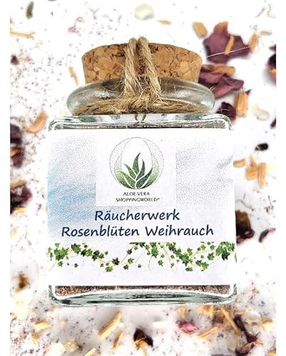 Räucherwerk Rosenblüten Weihrauch Glas 50 ml - Schönheit, Ehrlichkeit und wahre Liebe