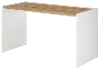 Lomadox Schreibtisch Arbeitsplatz Homeoffice, weiß mit Eiche, B/H/T ca. 143/76/62 cm