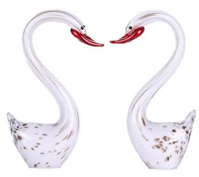 suruim 2pcs Schwan Statuen Paar Home Dekorationen für Wohnzimmer Dekor und Zubehör, Skulpturen Home Decor für Couchtisch, Bücherregal Dekor Akzente (Weiß)