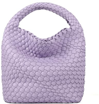 NOBLIFE Gewebte Taschen für Damen, modisch, einfarbig, Mini-Geldbörse, Reißverschluss, Schultertasche, Tragetasche, Clutch, Violett