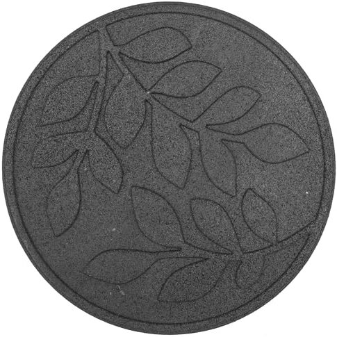Nicoman Leaf Garden Stepping Stone Recycled Rubber Steps Hard Wearing Heavy Duty Outdoor Pathway Tiles - (Grey, Dia.46cm, Set of 4)