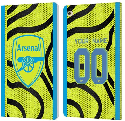 Head Case Designs Offizielle Personalisierte Individuelle Arsenal FC Away 2023/24 Trikot Leder Brieftaschen Handyhülle Hülle Huelle kompatibel mit Apple iPad Mini 4