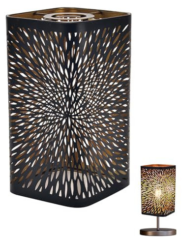 Abat-jour creux en métal - 12 x 20 cm - Motif floral rétro - Pour lampe de table - Lampadaire - Carré amovible - Pour ampoules E27 et E26 (feux d'artifice)
