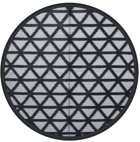 vidaXL Outdoor Teppich, Gartenteppich Rund Beidseitig, Balkonteppich Terrassenteppich UV-beständig, Teppich für Balkon Terrasse, Schwarz Ø160cm PP