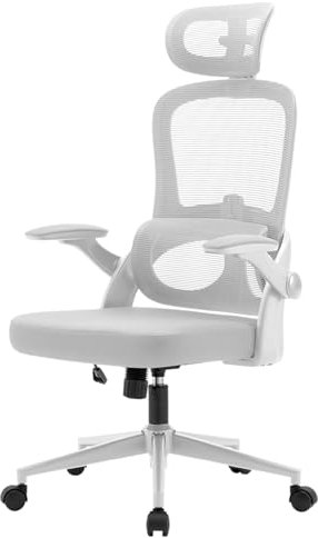 SIHOO M102C ergonomischer Bürostuhl mit Netzrücken, Verstellbarer Lendenwirbelstütze, Kopfstütze, Schreibtischstuhl mit Drehfunktion für Büro und Zuhause (Weiß)