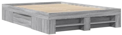 vidaXL Bettgestell, Bettrahmen mit Lattenrost, Schlafzimmerbett Bett mit Stauraum, Doppelbett für Schlafzimmer, Grau Sonoma 120x200cm Holzwerkstoff