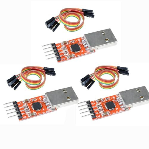 Aideepen 3Pcs CP2102 USB to TTL Converter HW-598, 5-pin Plug Module for 3.3 V and 5 V