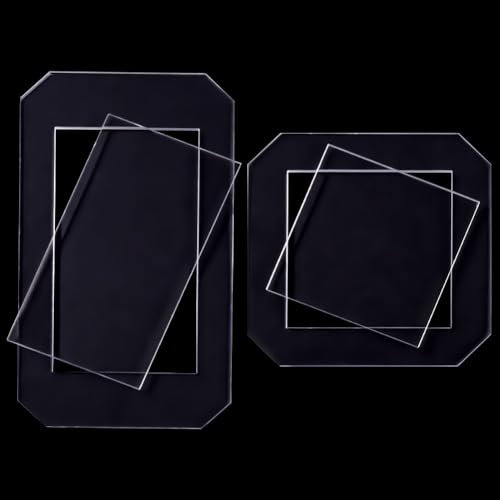 FINGERINSPIRE 2 Set Quilt Vorlagen Transparente Nähvorlagen Aus Acryl 13.7x7.3cm Rechteckig Und 7.3cm Quadratisch Quilt Lineale Für Quilten Nähen Basteln Quadratische Rechteckige Umrisse Schneiden