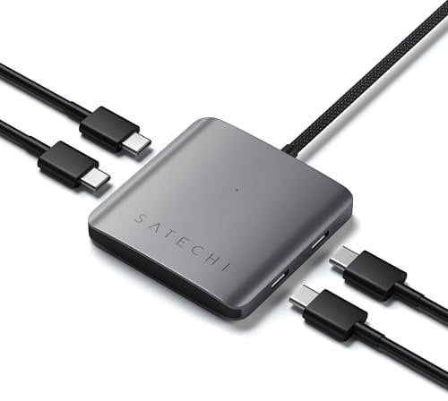 SATECHI USB C Hub 4 porte, adattatore USB-C 100 W con porte dati 3.2 da 10 Gbps, per MacBook, iPad, iPhone 16/15, Surface, Chromebook e altri dispositivi. Non supporta l'uscita video