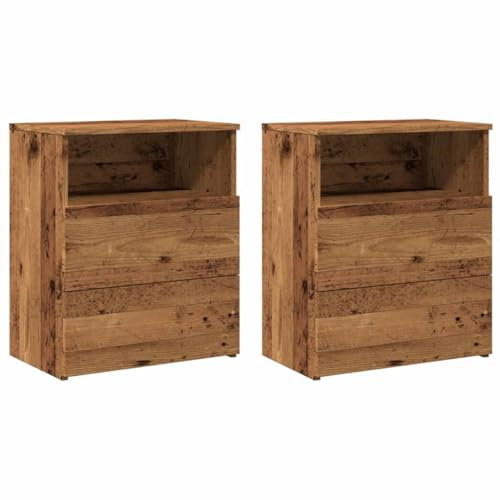 vidaXL Nachttische 2 STK. Altholz-Optik 50x32x60 cm Holzwerkstoff, Schrank, Beistelltisch, Bettschrank, Nachtschrank, Schlafzimmermöbel, Nachtkästchen