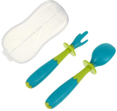 SHOWERORO Ensemble De Bols Tasses Cuillères Et Fourchettes Pour Enfants Ustensiles Dapprentissage Pour Enfants Cuillère À Poignée Courbée Robuste Et Sans Danger Pour Les Nourrissons