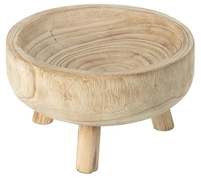 Wooden Bowl with Legs | Decorative 21 cm Wooden Bowl for Home Decor