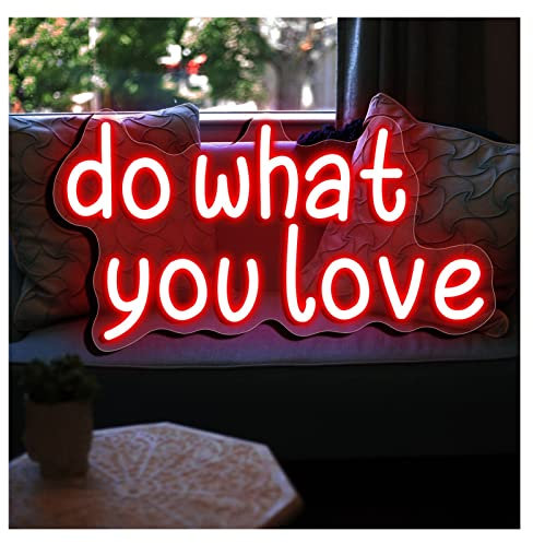 FQCXCKJ LED Neon Sign Do What You Love Neon Signs Lights Handmade Led Neon Sign for Coffee Bar Decor Home Room Store Wall Decoration(Red 60x34cm(23x13in))