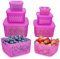 ANJUKE 6PCS Obst-Aufbewahrungsbehälter für den Kühlschrank, BPA-frei, stapelbare, luftdichte Gemüse-Aufbewahrungsbox mit abnehmbarem Sieb, hält Obst und Fleisch länger frisch - lila